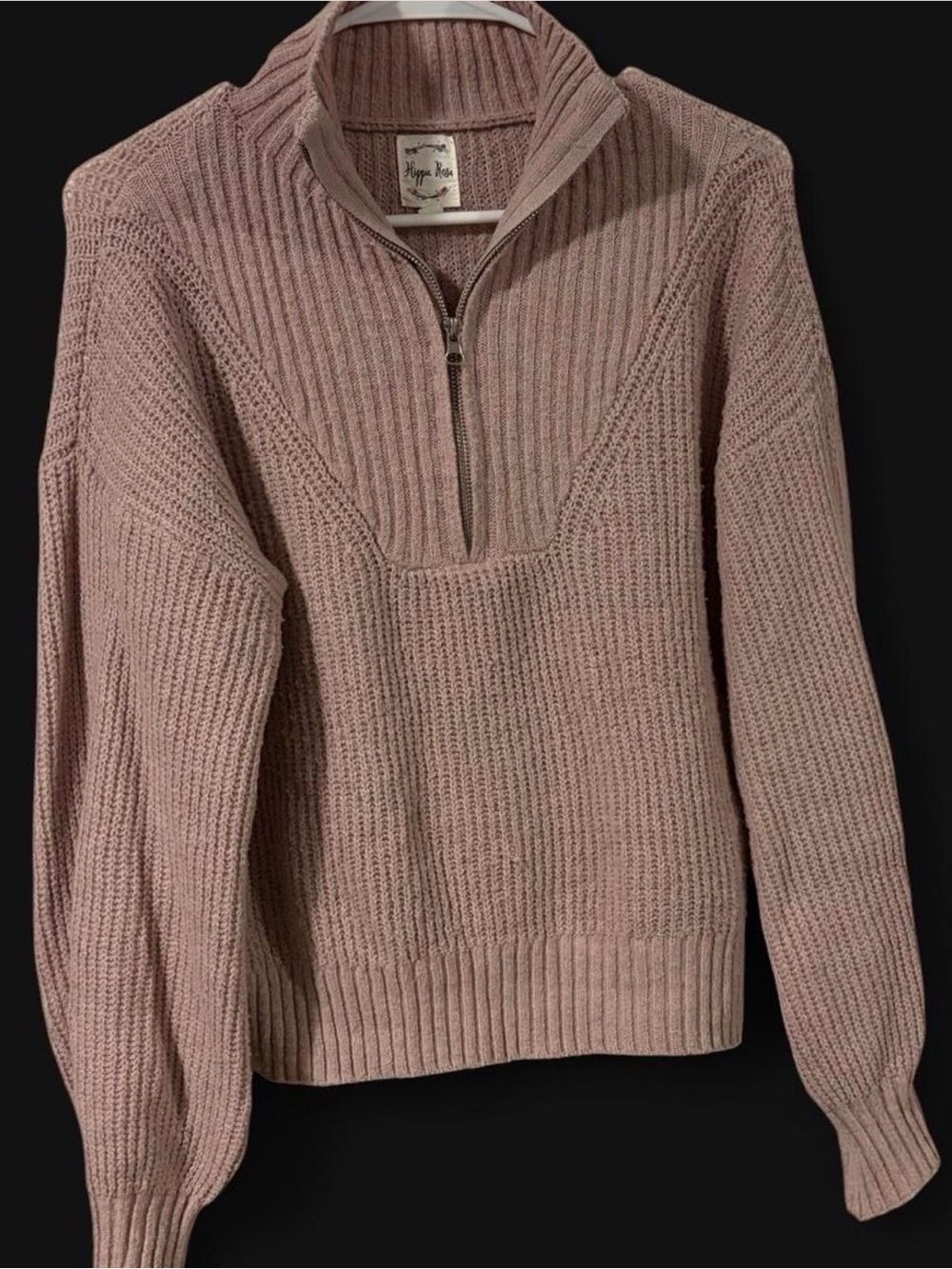 Hippie Rose Half-Zip Sweater in Dusty Rose